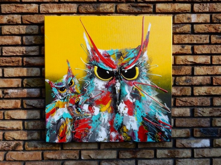 examencadeau, bijzonder cadeau, schilderij op maat, kunstwerk op maat, kleurrijke kunst, kleurrijk schilderij, vrolijk schilderij, vrolijke kunst, kunst kopen, schilderij kopen, schilderij laten maken, kunstwerk laten maken, origineel kunstwerk laten maken, kleurrijke dierenschilderijen, 3d schilderij, 3d kunst, kunst uit zwolle, schilderijen van marieke brouwers, moderne kunst, abstracte kunst, abstract schilderij, abstract schilderij op maat laten maken, abstract schilderij in opdracht, uilenschilderij, gaaf schilderij, gave eye-catcher, gaaf kunstwerk