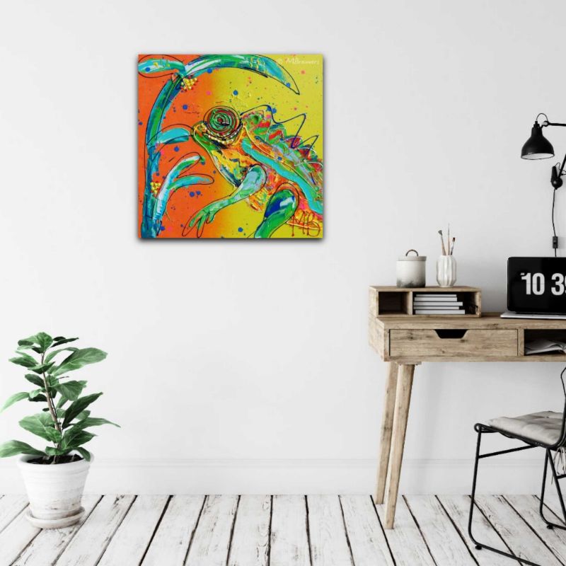 kleurrijke kunst, kleurrijk schilderij, vrolijk schilderij, vrolijke kunst, online kunst kopen, schilderij kopen, schilderij laten maken, kunstwerk laten maken, origineel kunstwerk laten maken, kleurrijke dierenschilderijen, 3d schilderij, 3d kunst, kunst uit zwolle, schilderijen van marieke brouwers, moderne kunst, abstracte kunst, abstract schilderij, abstract schilderij laten maken, abstract schilderij in opdracht,, kunstwerk met oranje, groot abstract schilderij, schilderij voor op kantoor, schilderij in de vergaderruimte, kleurrijk abstract kunstwerk, kameleon, schilderij kameleon, geel schilderij, oranje schilderij, klein schilderij