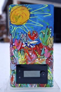 kunst als relatiegeschenk, handbeschilderd object, kleurrijk kunstwerk als relatiegeschenk