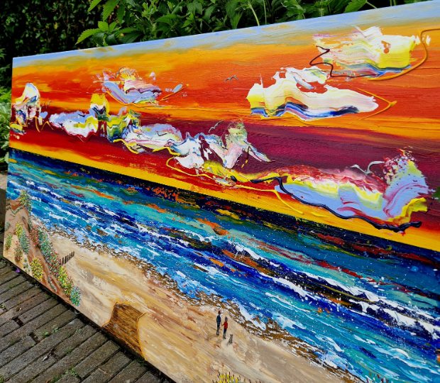 horizontaal kleurrijk schilderij
